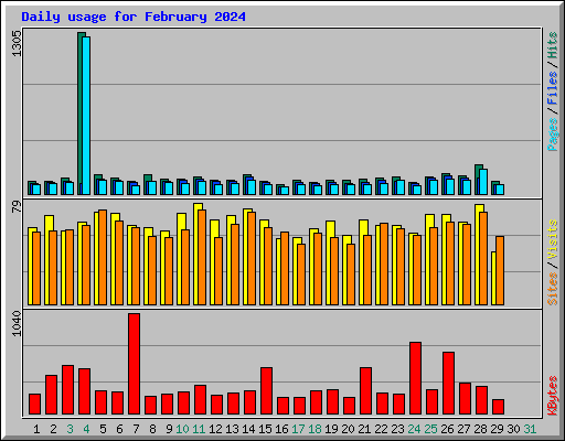 Daily usage for February 2024