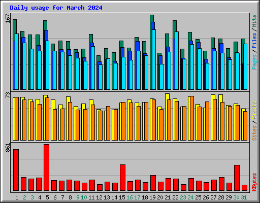 Daily usage for March 2024